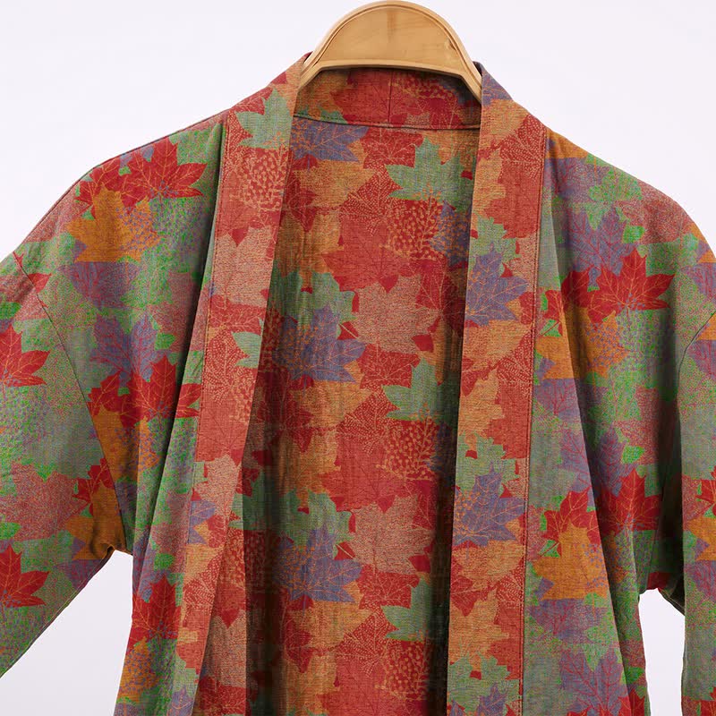 Oasis Maple Leaf Kimono Robe | 100% Cotton, Open-Front Design 7