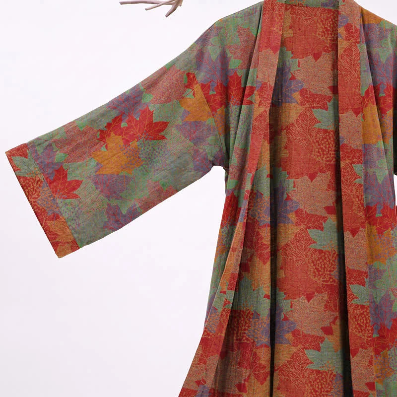 Oasis Maple Leaf Kimono Robe | 100% Cotton, Open-Front Design 8