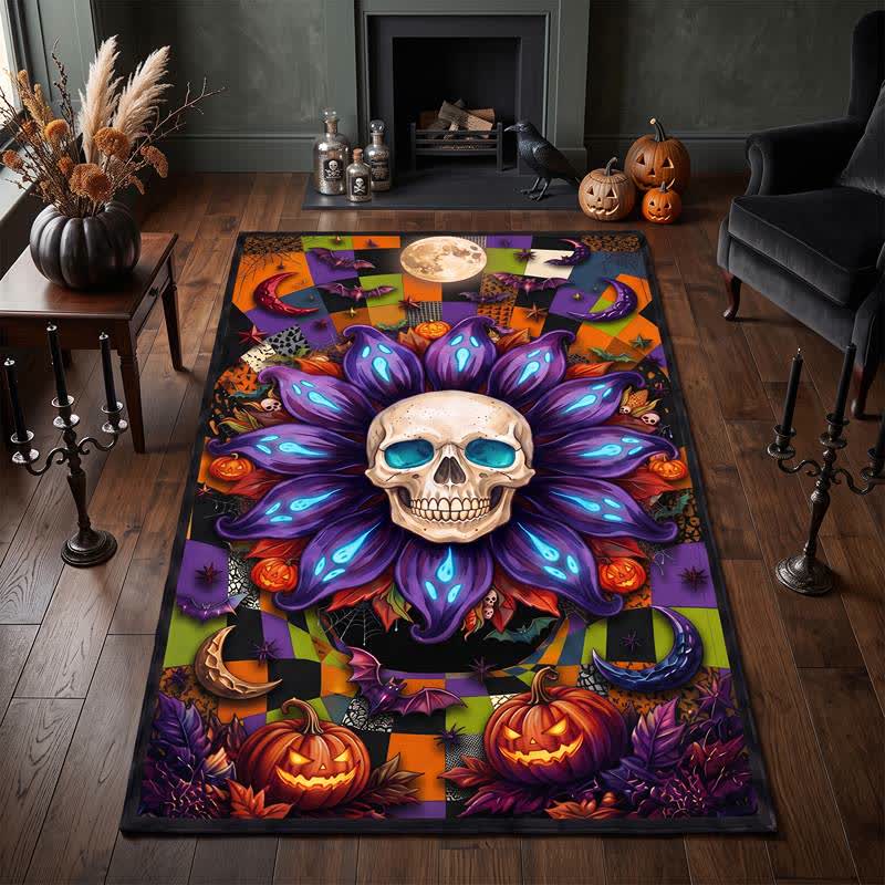 Omenk Skull Mandala Rug | Non-Slip Polyester Area Rug, Washable, Multiple Sizes 1