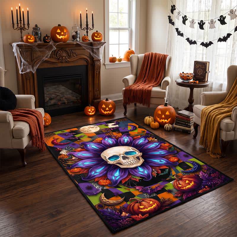 Omenk Skull Mandala Rug | Non-Slip Polyester Area Rug, Washable, Multiple Sizes 2