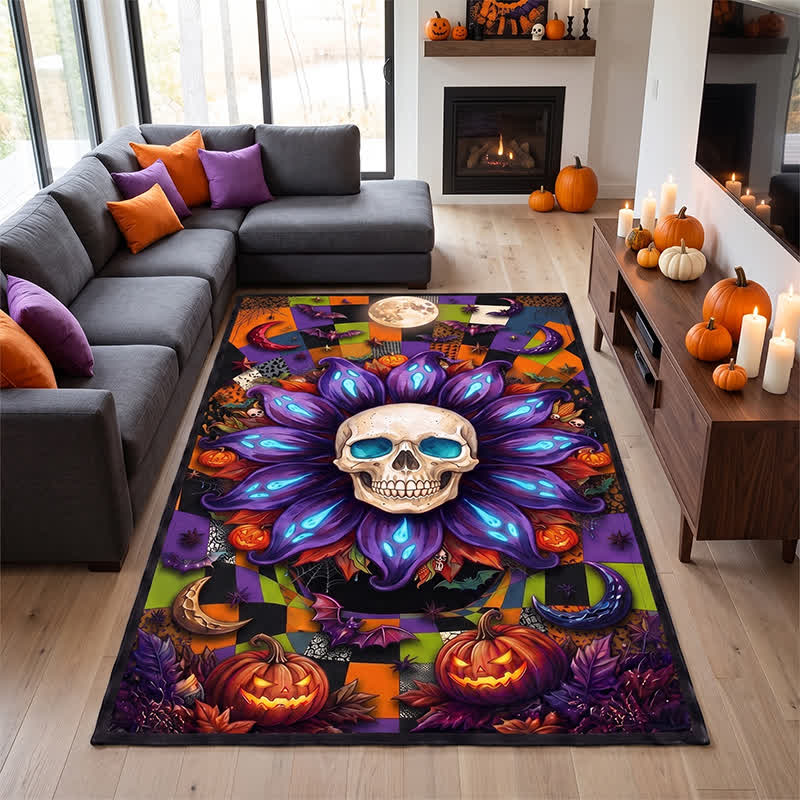 Omenk Skull Mandala Rug | Non-Slip Polyester Area Rug, Washable, Multiple Sizes 3