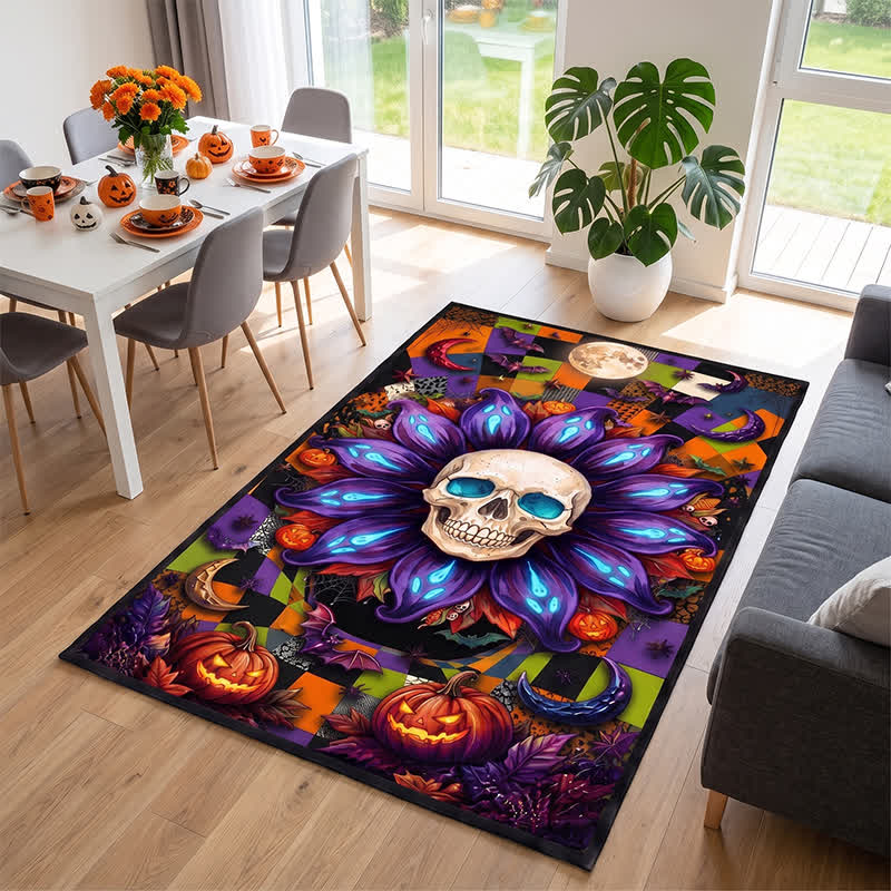 Omenk Skull Mandala Rug | Non-Slip Polyester Area Rug, Washable, Multiple Sizes 4