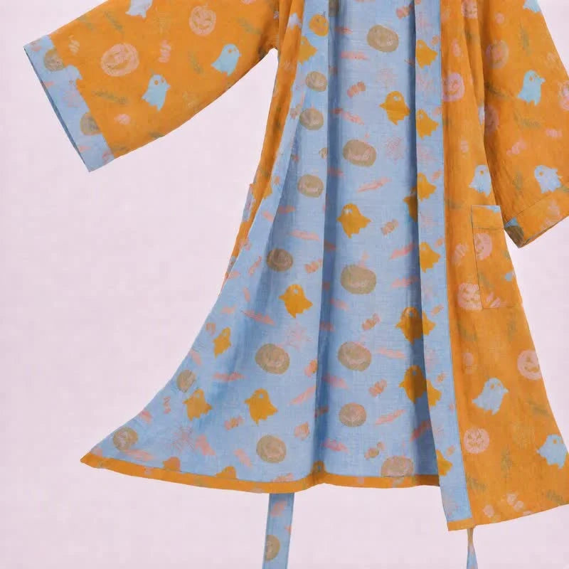 Opalina Kimono Robe Dressing Gown | 100% Cotton, Halloween Print 3