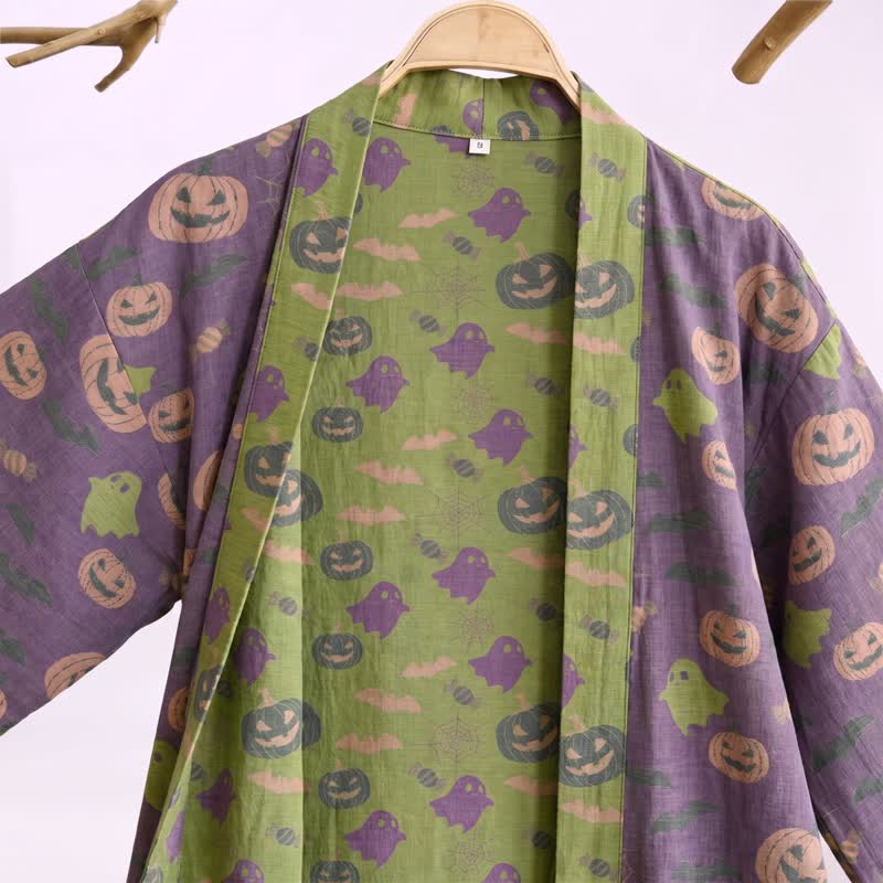 Opalina Kimono Robe Dressing Gown | 100% Cotton, Halloween Print 7