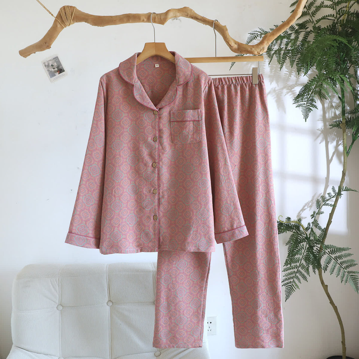 Orin Pajama Set | 100% Cotton, Lightweight Geometric Jacquard 0