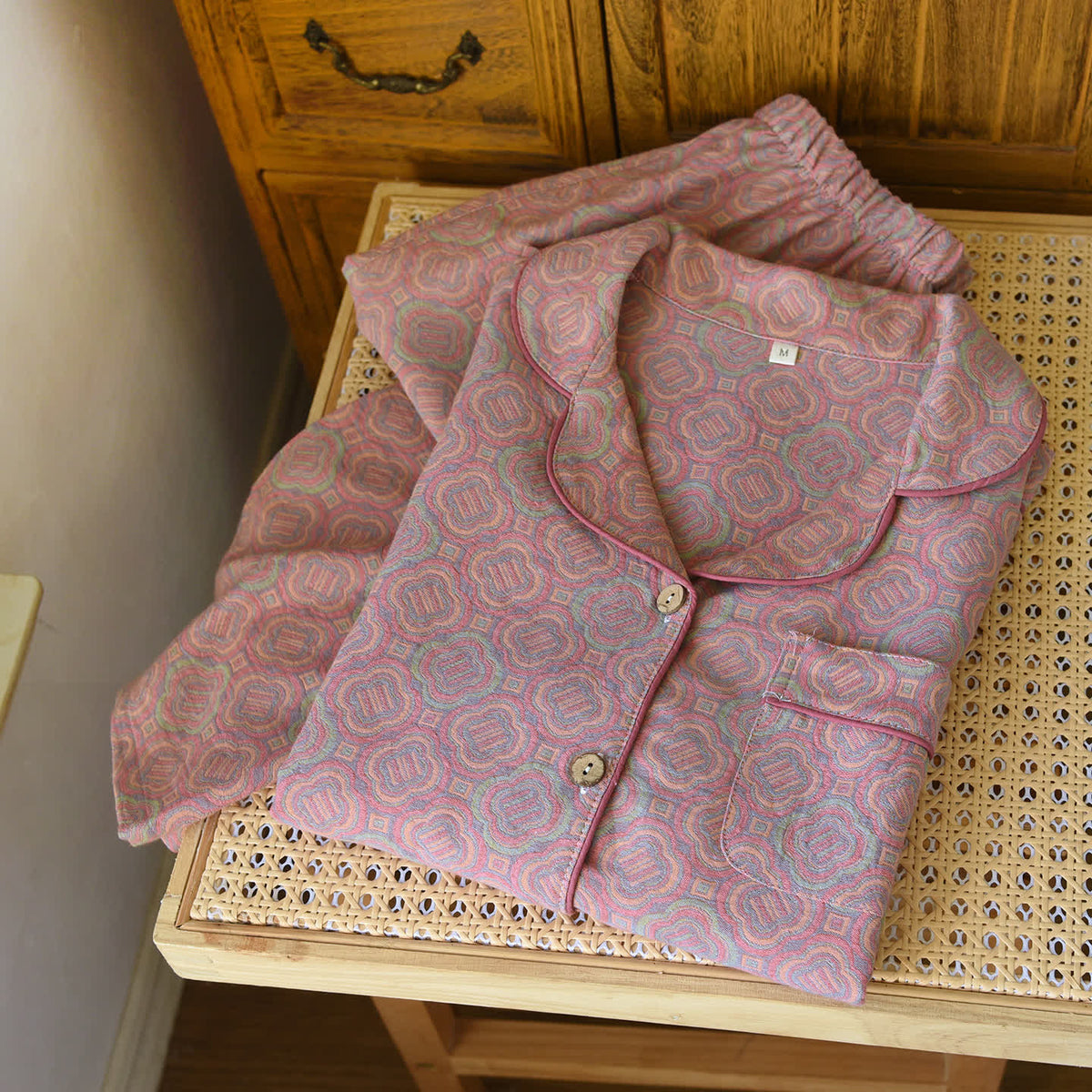 Orin Pajama Set | 100% Cotton, Lightweight Geometric Jacquard 2