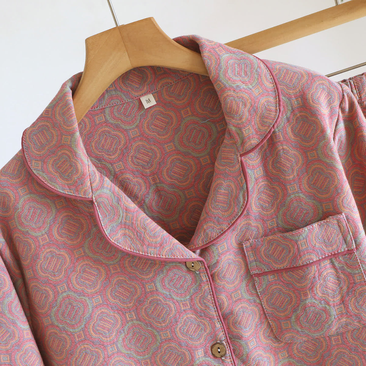 Orin Pajama Set | 100% Cotton, Lightweight Geometric Jacquard 3