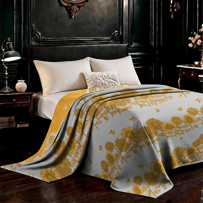Orlena Bedspread | Reversible Cotton Gauze, Sunflower & Butterfly Print, King Size 5
