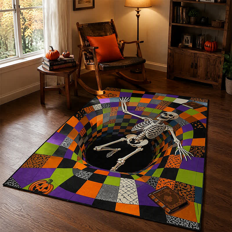 Oryx Skeleton Area Rug | 3D Vortex, Washable Polyester, Non-Slip 3
