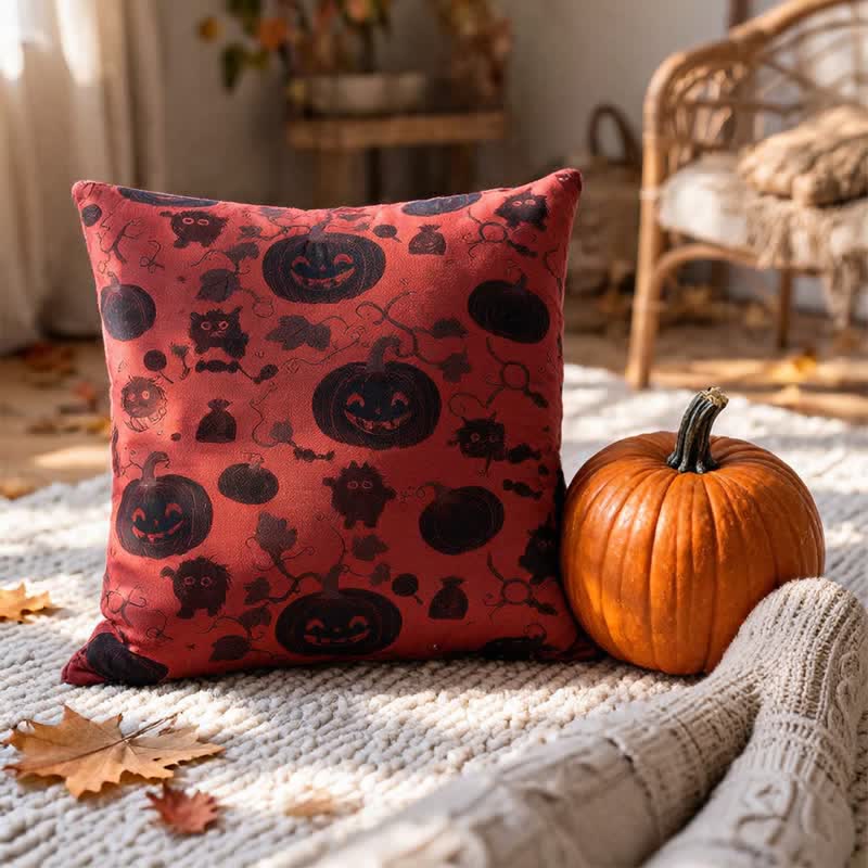 Ovela Decorative Pillow | Cotton Halloween Design, 18x18 Inches 0