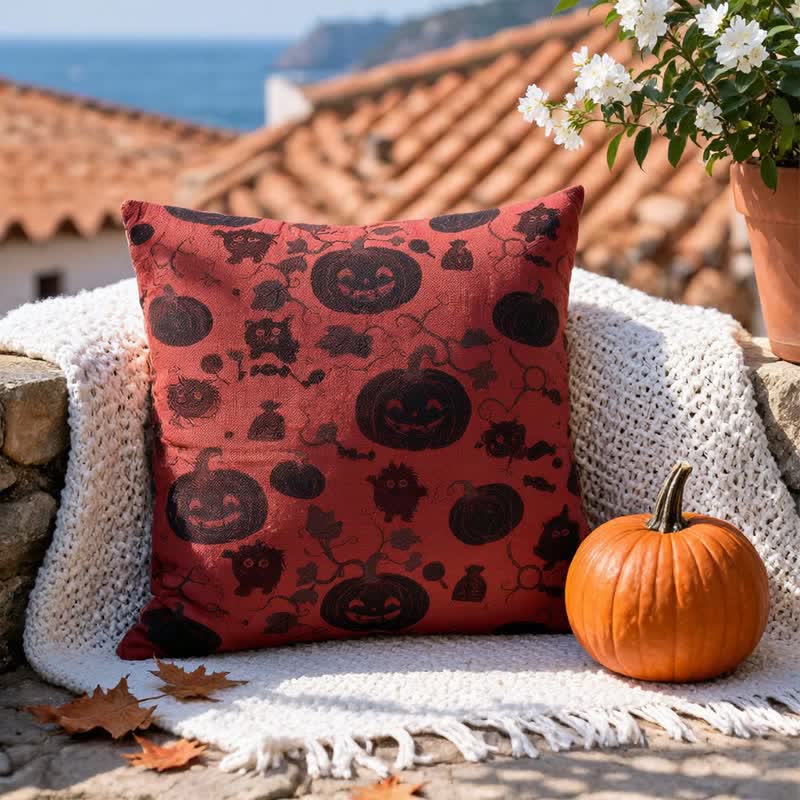 Ovela Decorative Pillow | Cotton Halloween Design, 18x18 Inches 1