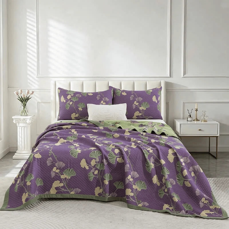 Ovela Ginkgo Leaf Quilt | 100% Cotton, King Size Duvet 5