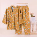 Owl Cotton Pajama Set | Kimono Style, Ghost and Pumpkin Print 1