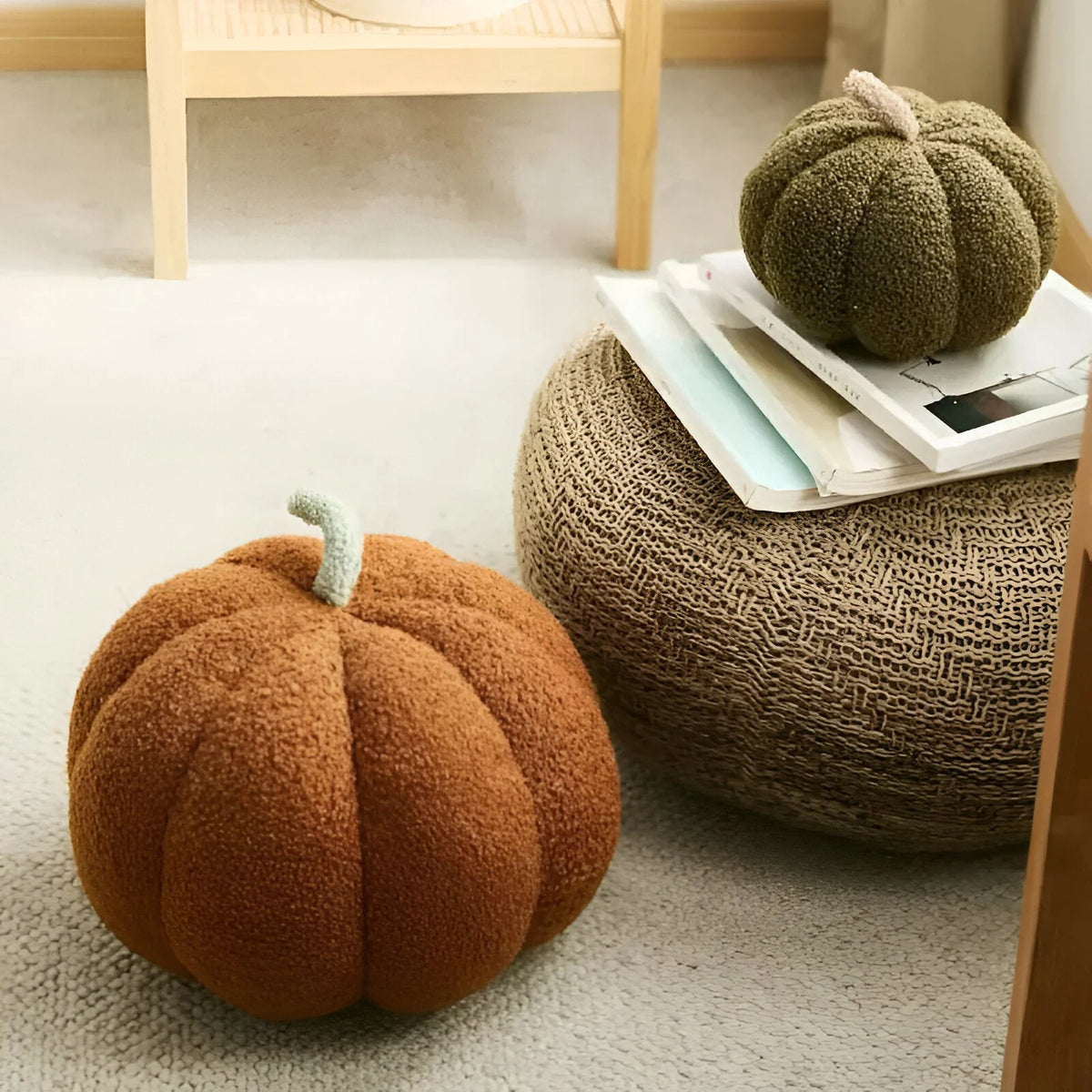Pavo Decorative Pillow | Plush Pumpkin-Shaped Throw Pillow for Bed or Sofa 11