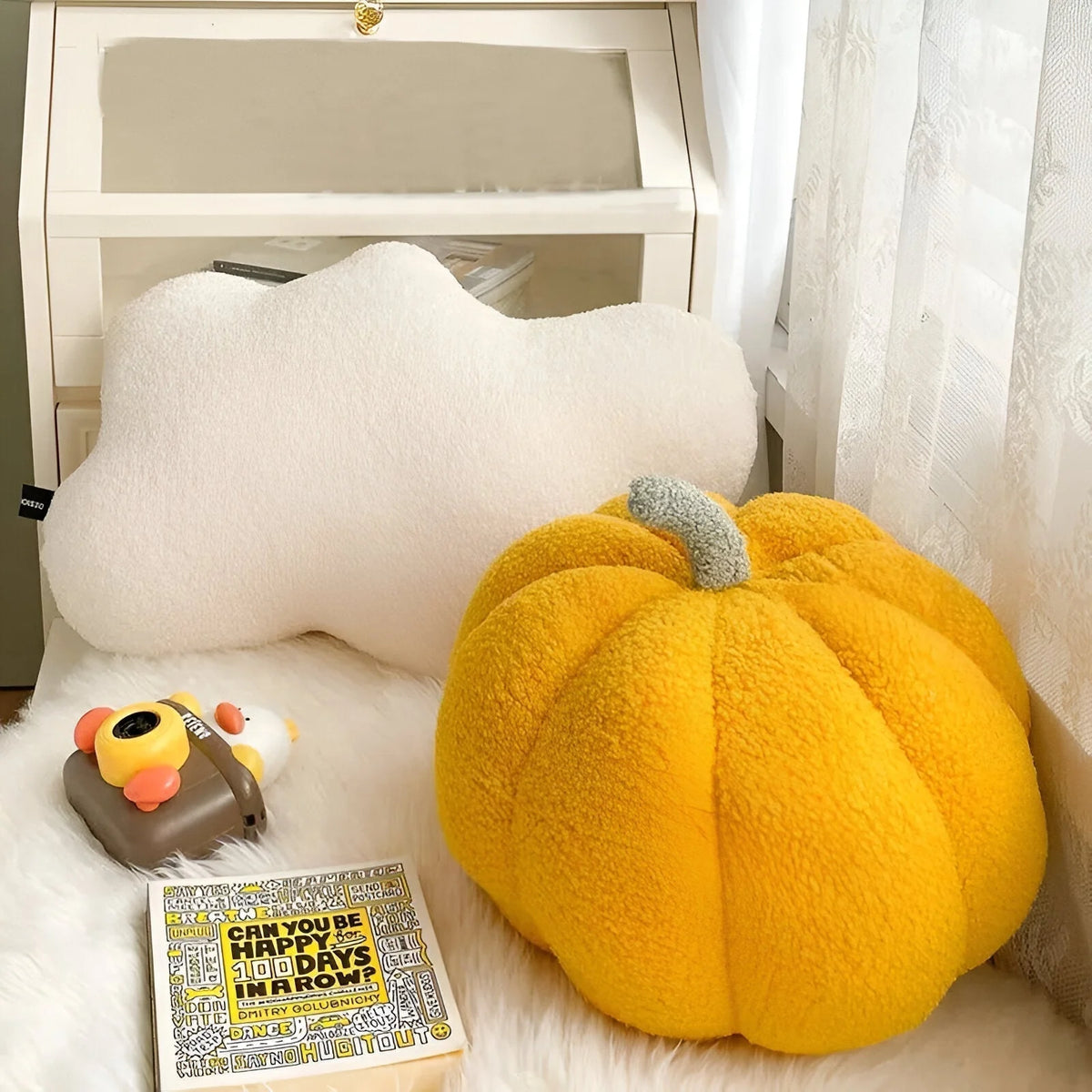 Pavo Decorative Pillow | Plush Pumpkin-Shaped Throw Pillow for Bed or Sofa 4