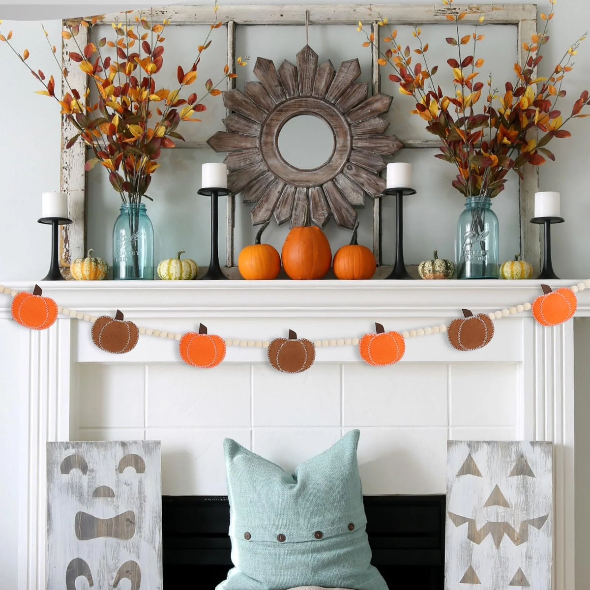 Pavo Pumpkin Garland | Felt and Wooden Beads Indoor Decoration 3