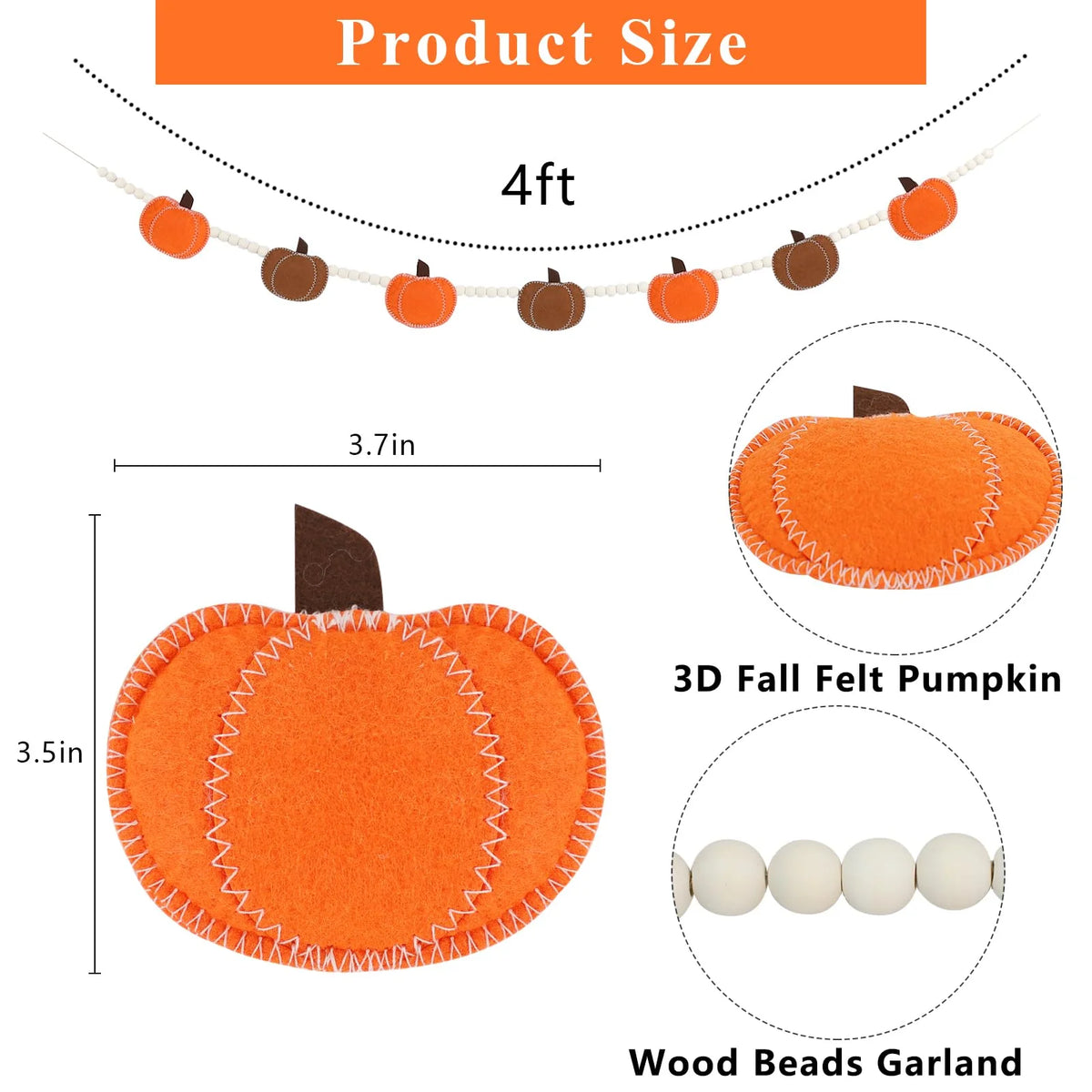 Pavo Pumpkin Garland | Felt and Wooden Beads Indoor Decoration 4