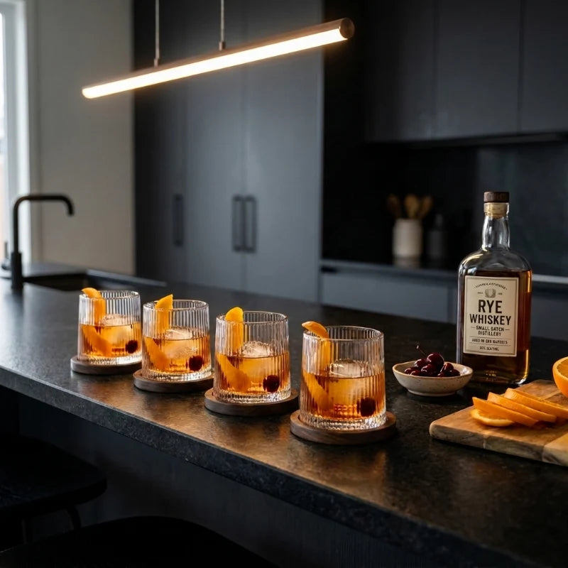 Raven Whiskey Glass | Lead-Free Crystal, Rotating Base with Wood Coaster 2