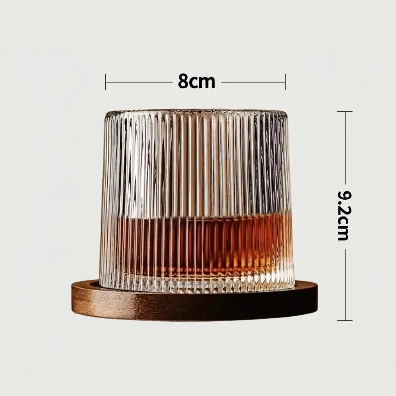 Raven Whiskey Glass | Lead-Free Crystal, Rotating Base with Wood Coaster 8