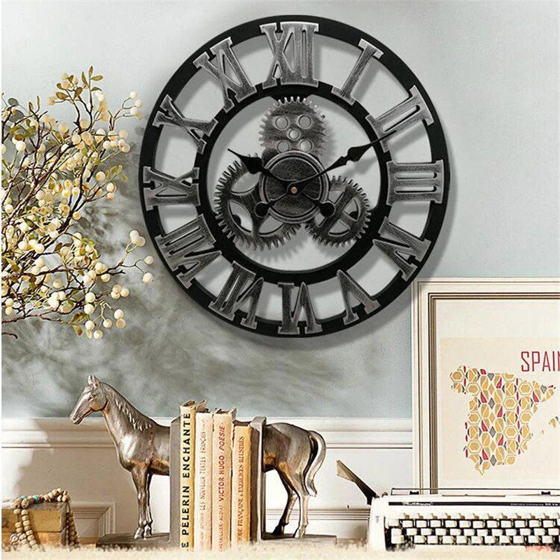 Ravenna Large Wall Clock | MDF Wood Gear Design, Silent Quartz Movement 1