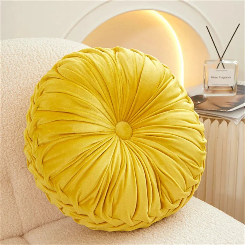 Reno Round Pillow | Velvet Fabric, 14-Inch Diameter 13
