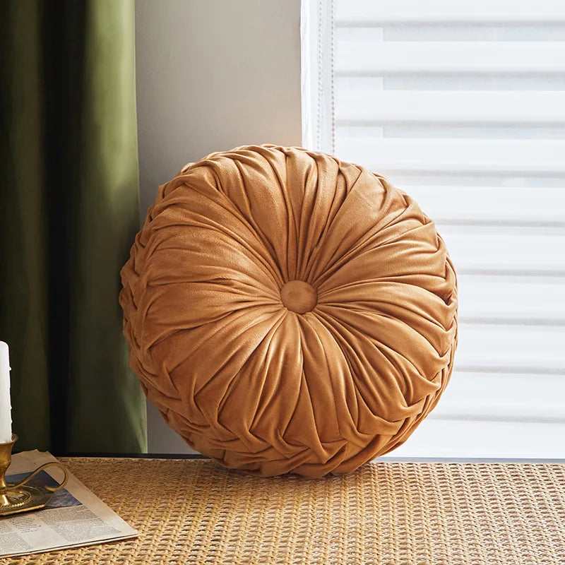 Reno Round Pillow | Velvet Fabric, 14-Inch Diameter 15
