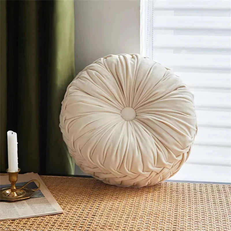 Reno Round Pillow | Velvet Fabric, 14-Inch Diameter 18