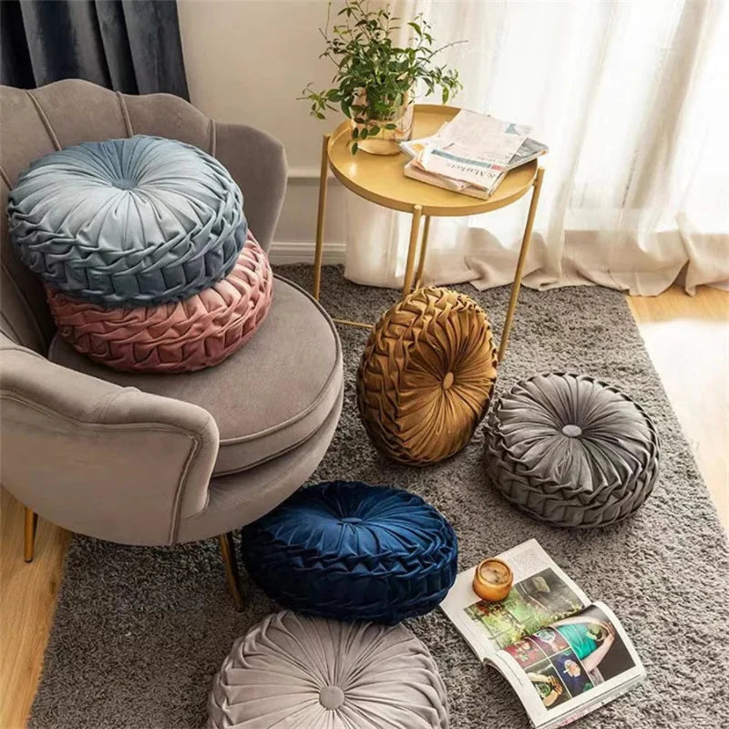 Reno Round Pillow | Velvet Fabric, 14-Inch Diameter 7
