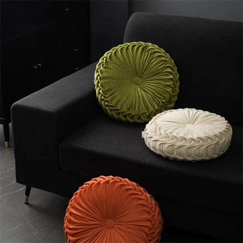 Reno Round Pillow | Velvet Fabric, 14-Inch Diameter 8