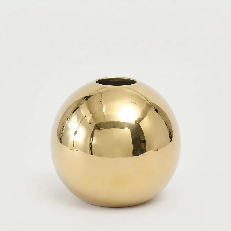 Rondo Large Ceramic Vase | Spherical Gold Finish 0