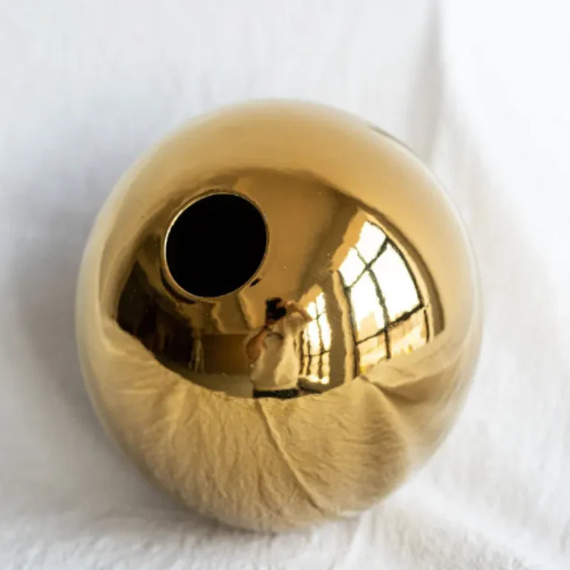 Rondo Large Ceramic Vase | Spherical Gold Finish 5