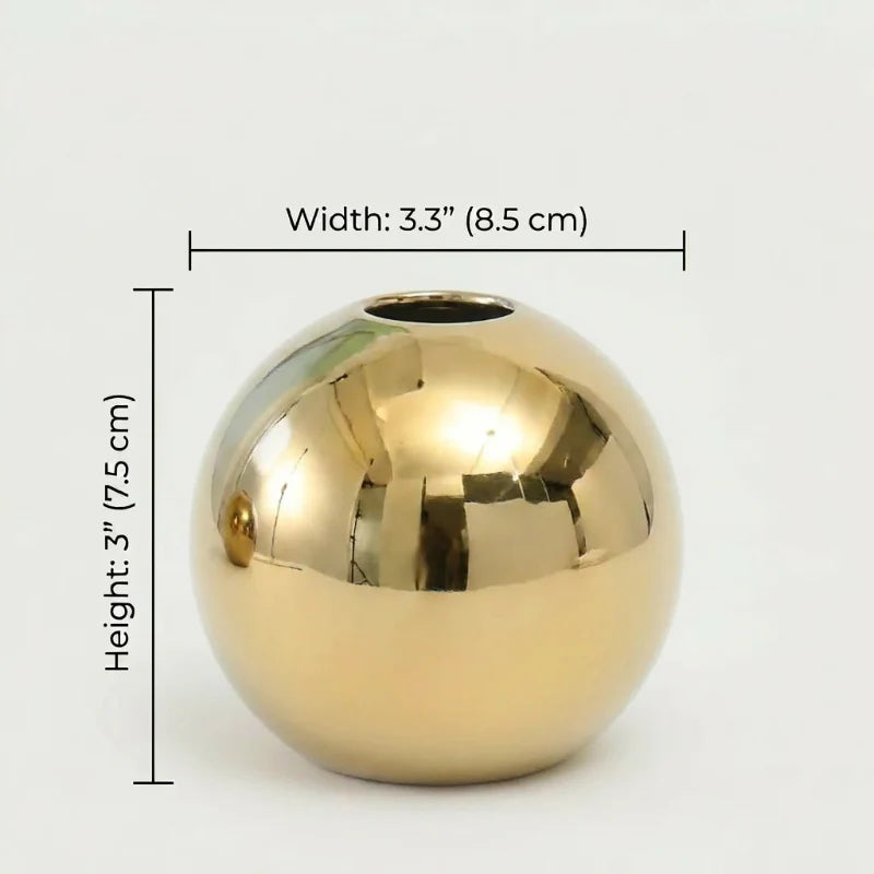 Rondo Large Ceramic Vase | Spherical Gold Finish 6