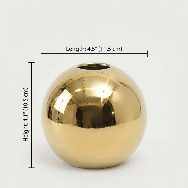 Rondo Large Ceramic Vase | Spherical Gold Finish 7