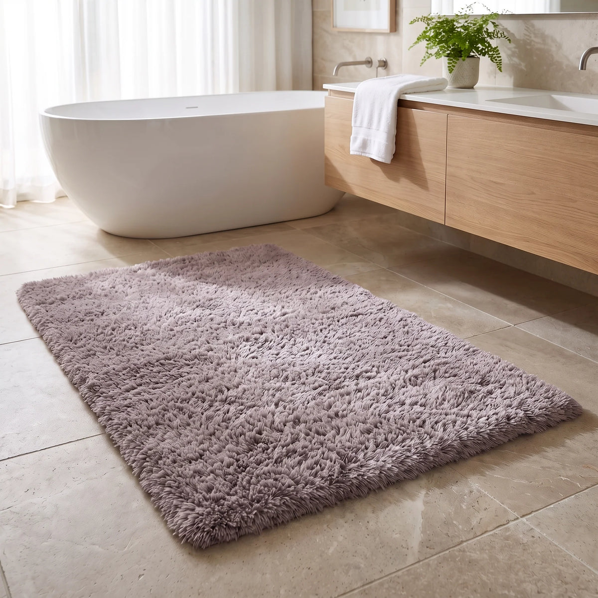 Sable Bath Rug | Plush Microfiber, Non-Slip Backing 4