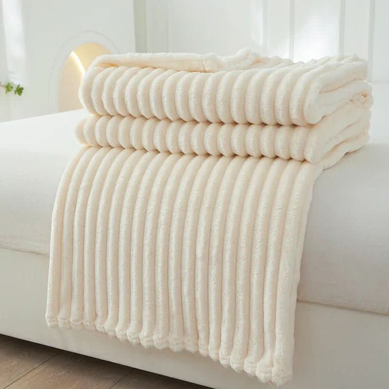 Sable Throw Blanket | Soft Flannel Fleece, Wide Stripe Design 1