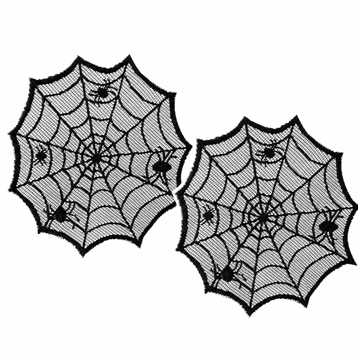 ShadowWeb Placemats | Black Polyester Spiderweb Design, Disposable Set of 2, 4, or 8 3
