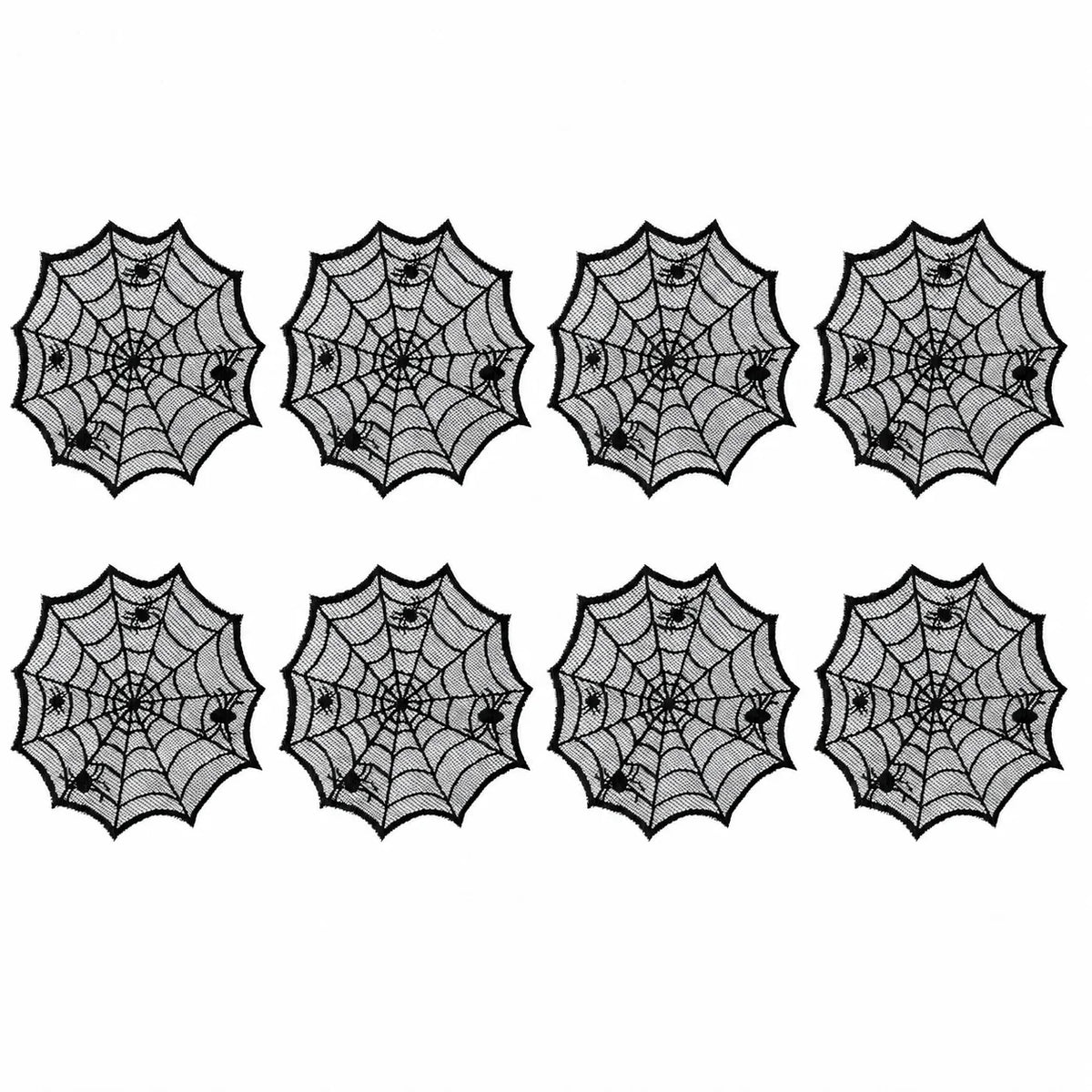 ShadowWeb Placemats | Black Polyester Spiderweb Design, Disposable Set of 2, 4, or 8 5