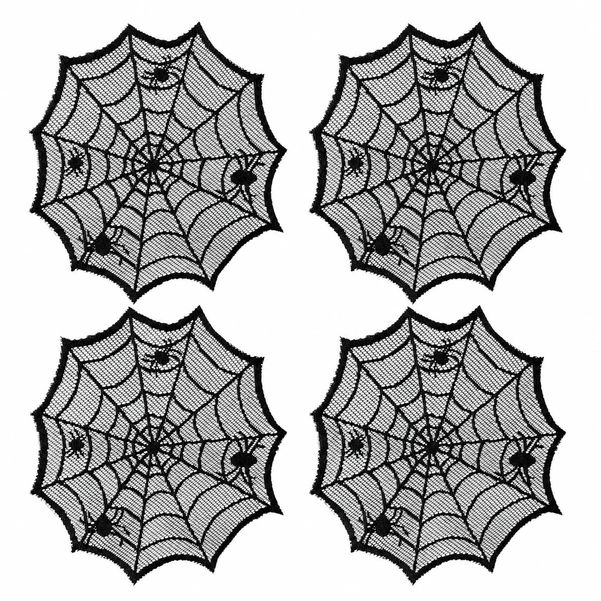 ShadowWeb Placemats | Black Polyester Spiderweb Design, Disposable Set of 2, 4, or 8 6