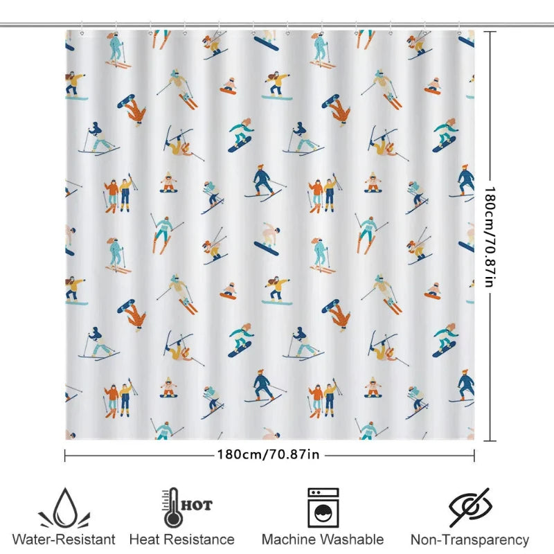 Sierra Ski Shower Curtain | Waterproof Polyester, Includes Curtain Hooks 5