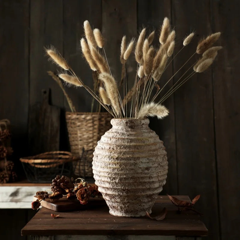 Tera Large Flower Vase | Handmade Ceramic Clay, Textured Design 0