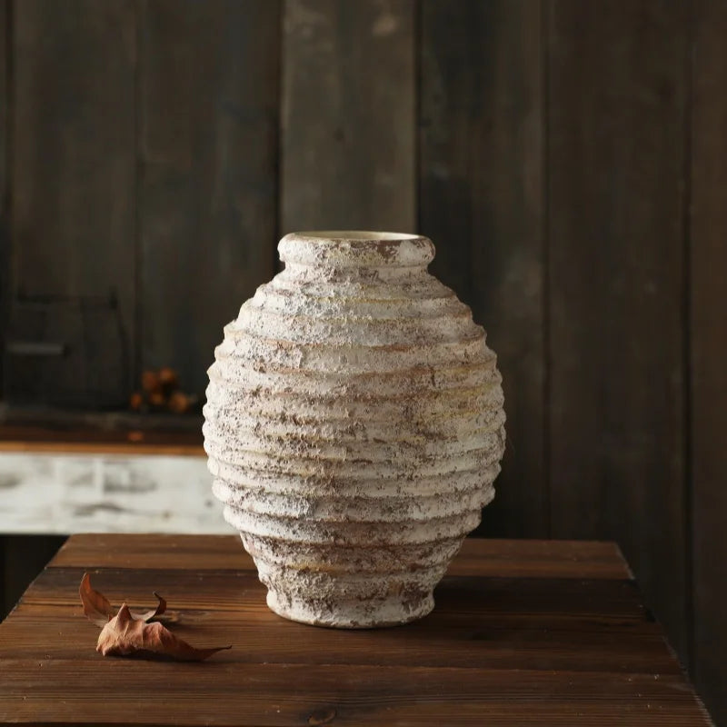 Tera Large Flower Vase | Handmade Ceramic Clay, Textured Design 2