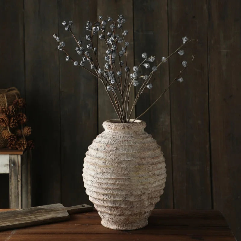 Tera Large Flower Vase | Handmade Ceramic Clay, Textured Design 4