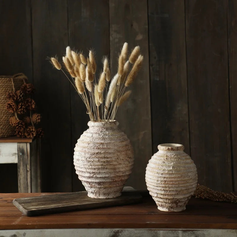 Tera Large Flower Vase | Handmade Ceramic Clay, Textured Design 5