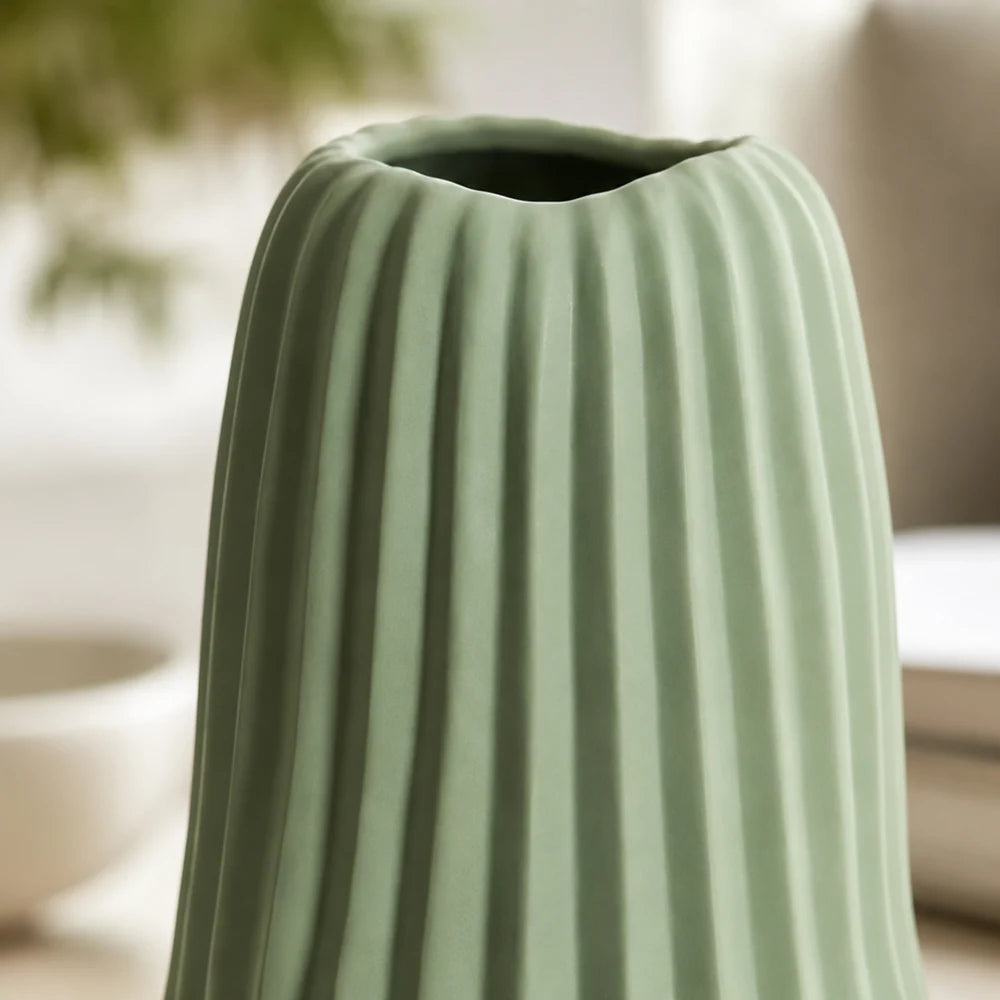 Vento Ceramic Vase | Sculptural, Matte Finish, Sage Color 3