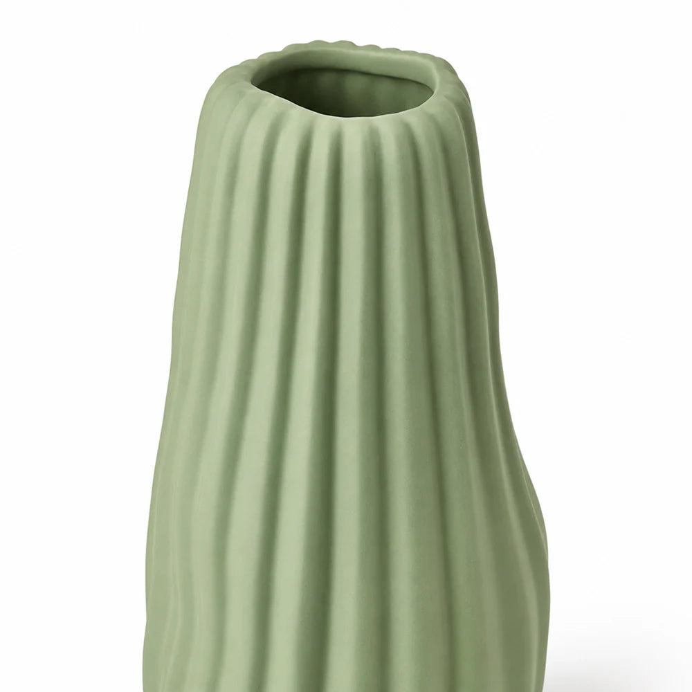Vento Ceramic Vase | Sculptural, Matte Finish, Sage Color 4