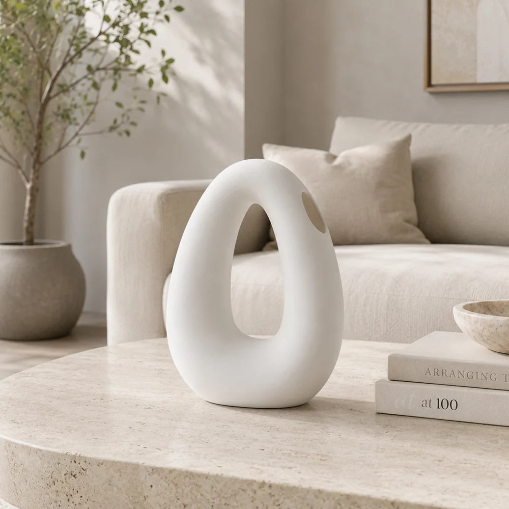Vero Oval Vase | Ceramic, Matte Finish for Modern Decor 0