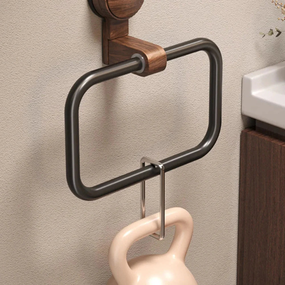 Vero Towel Rack | Removable Suction Base, Walnut Finish 1