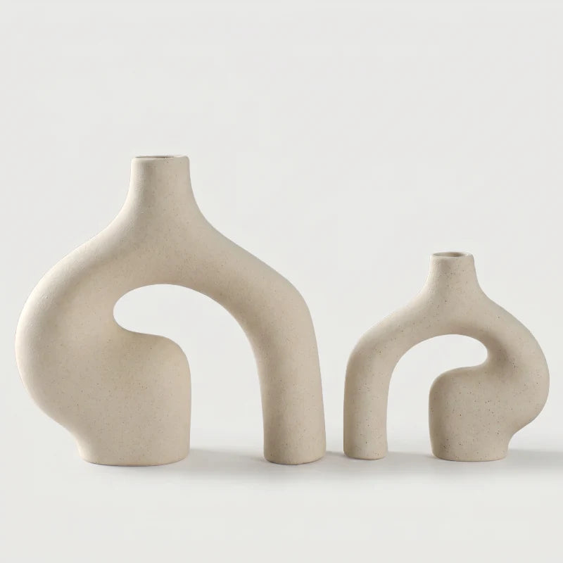 Wren Nordic Vase Set | Ceramic, Matte White, 2-Piece 6