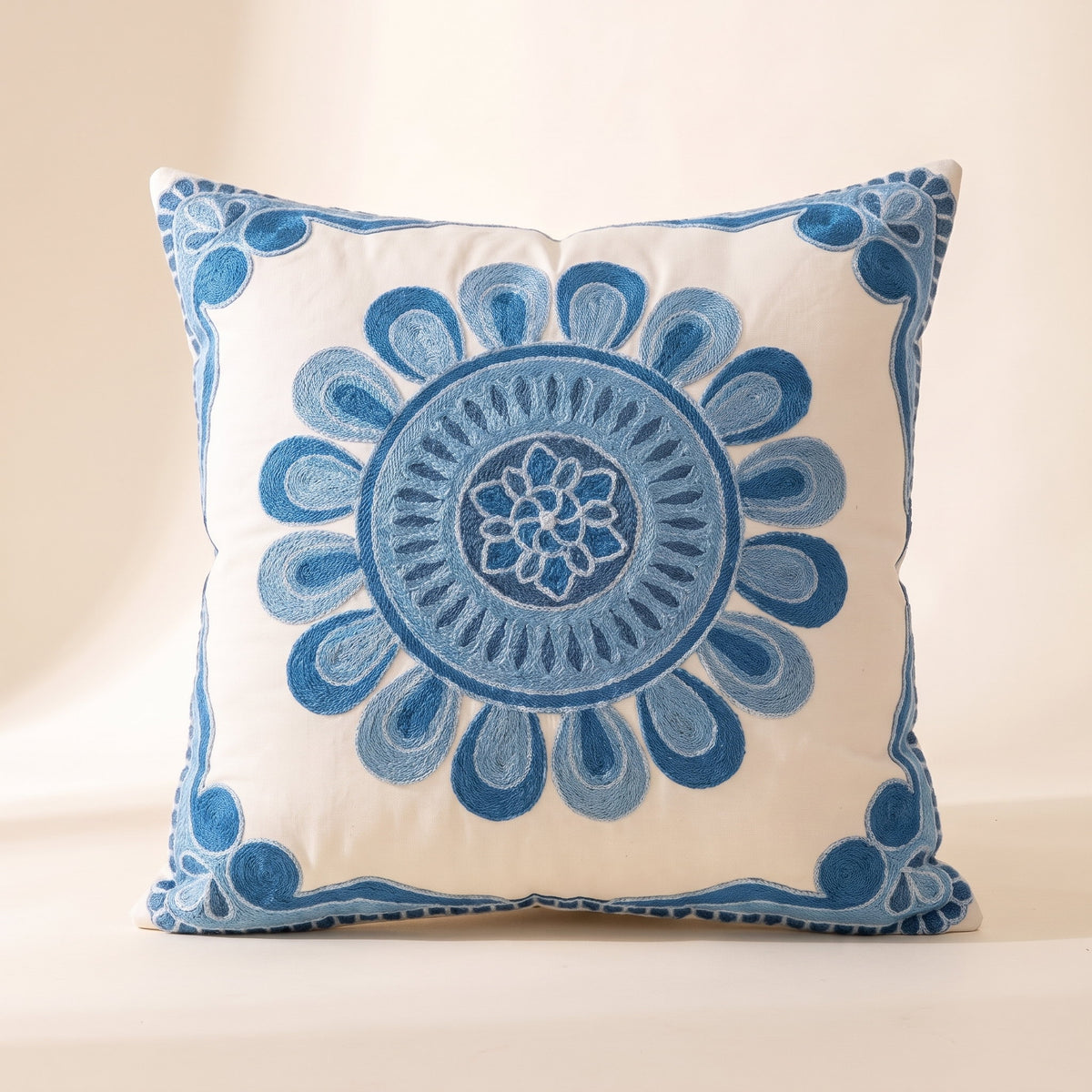 Aurelia Vintage Cushion Cover in Azure Bloom, Style Room