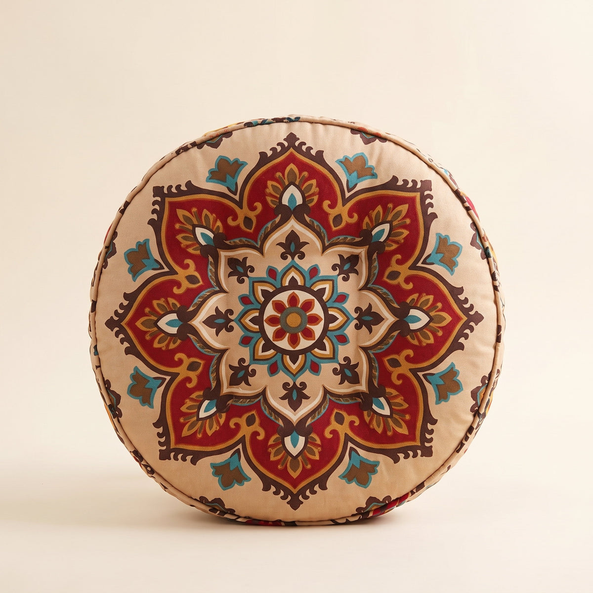 Bela Round Cushion in Classical Ethnic, Style Room